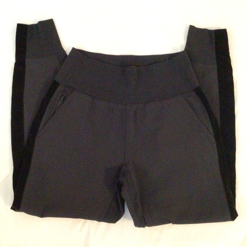 Athleta Venice Jogger Black w/Black Velvet Stripe Sz S